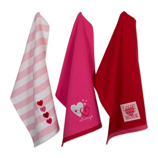 DII&#xAE; Valentines Day Embroidered Dishtowels, 3ct.
